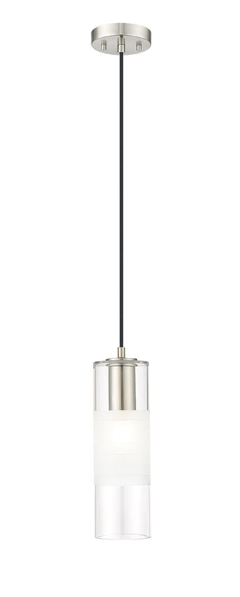 Z-Lite Alton 5" 1-Light Brushed Nickel Steel and Clear Frosted Glass Shade Pendant Light