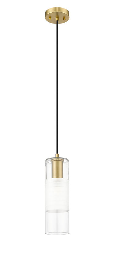 Z-Lite Alton 5" 1-Light Modern Gold Steel and Clear Frosted Glass Shade Pendant Light
