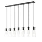 Z-Lite Alton 5" 7-Light Matte Black Steel and Clear Frosted Glass Shade Linear Chandelier