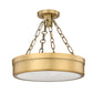 Z-Lite Anders 15" 1-Light LED Rubbed Brass Steel and Marbling Parian Shade Semi Flush Mount