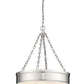 Z-Lite Anders 22" 3-Light LED Polished Nickel Steel and Marbling Parian Shade Chandelier