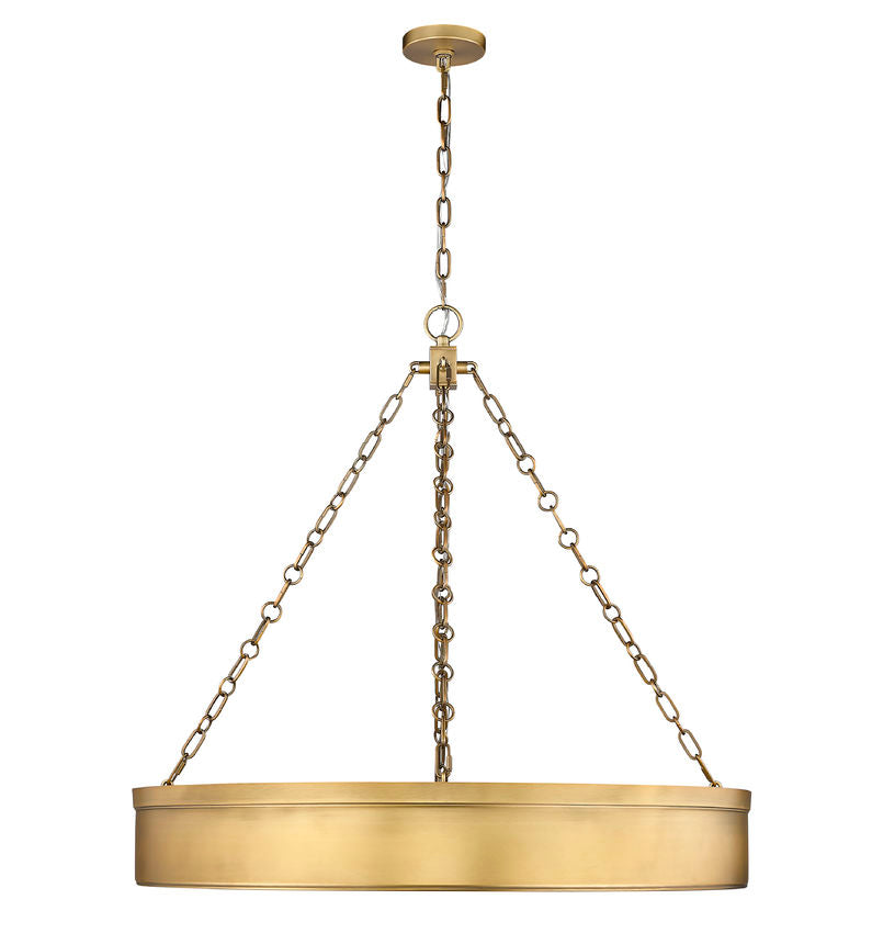 Z-Lite Anders 33" 3-Light LED Rubbed Brass Steel and Marbling Parian Shade Chandelier