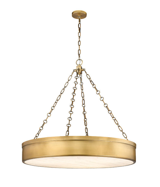 Z-Lite Anders 33" 3-Light LED Rubbed Brass Steel and Marbling Parian Shade Chandelier