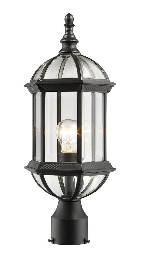Z-Lite Annex 8" W x 20" H 1-Light Black Outdoor Post Mount Fixture With Clear Beveled Glass Shade