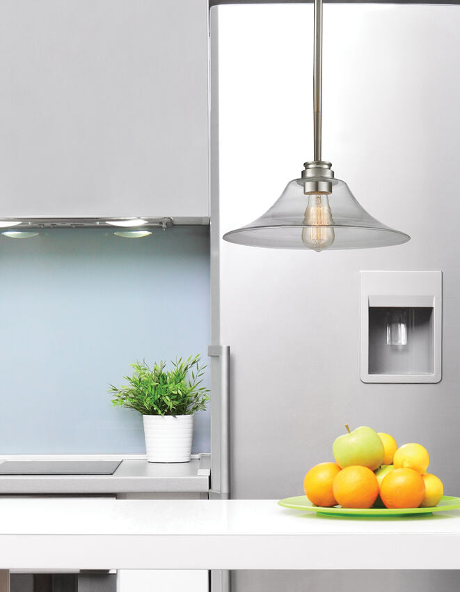 Z-Lite Annora 14" 1-Light Brushed Nickel Mini Pendant Light With Clear Glass Shade