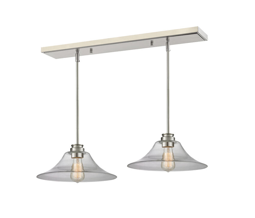 Z-Lite Annora 14" 2-Light Brushed Nickel Island Light With Clear Glass Shade