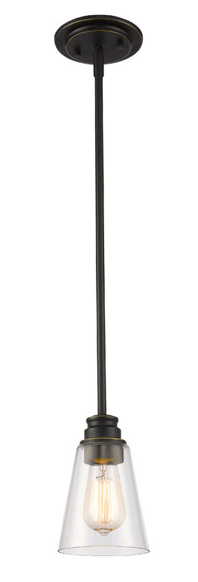 Z-Lite Annora 6" 1-Light Olde Bronze Mini Pendant Light With Clear Glass Shade