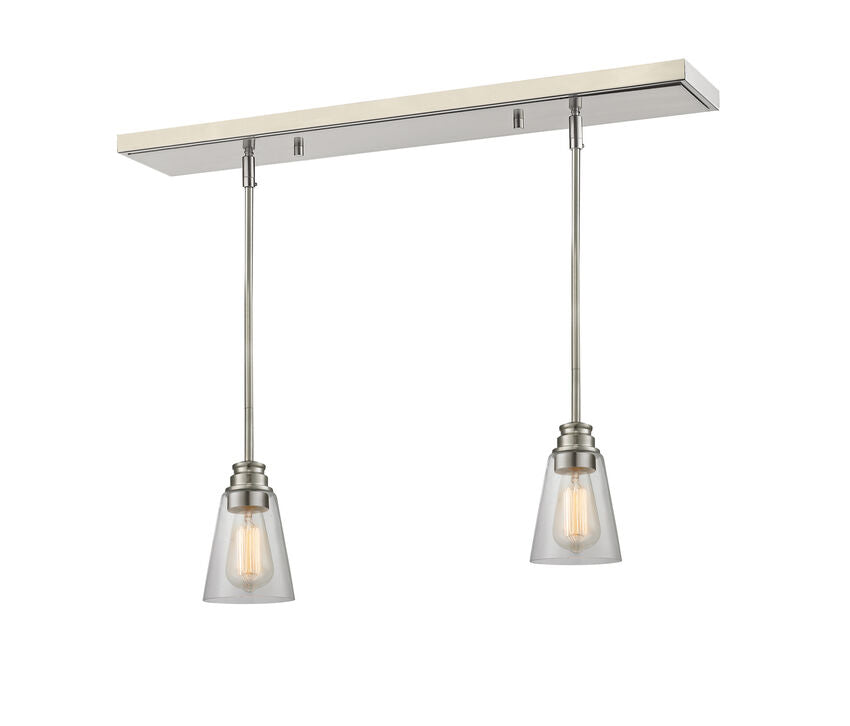 Z-Lite Annora 6" 2-Light Brushed Nickel Island Light With Clear Glass Shade