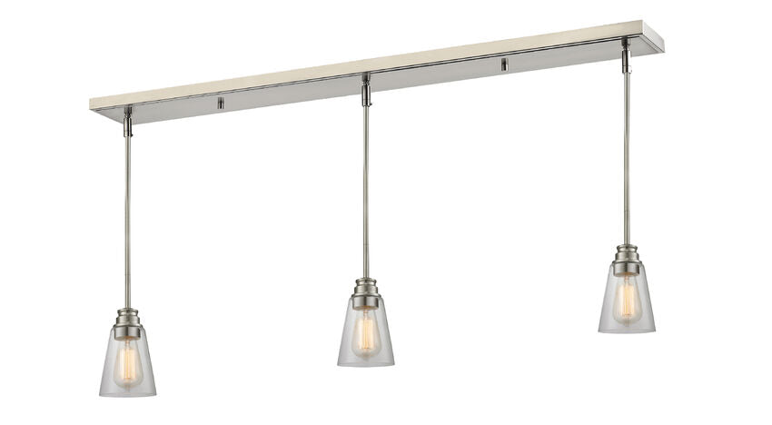 Z-Lite Annora 6" 3-Light Brushed Nickel Island Light With Clear Glass Shade