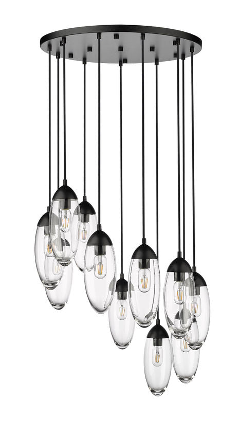 Z-Lite Arden 24" 11-Light Matte Black Clear Glass Shade Chandelier