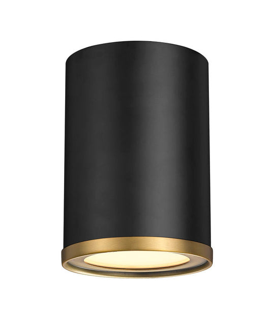 Z-Lite Arlo 6" 1-Light Matte Black and Rubbed Brass Steel Flush Mount Lighting
