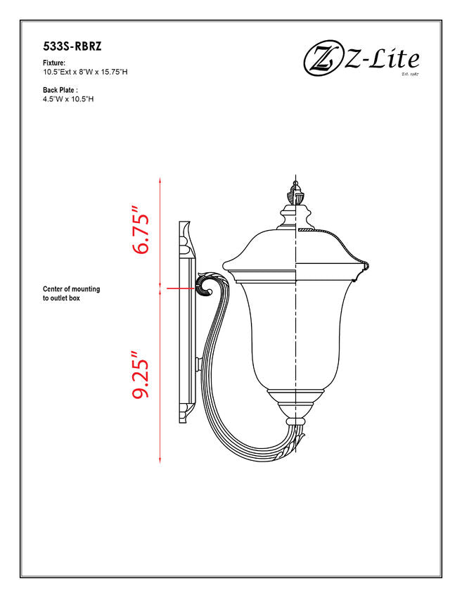 Z-Lite Armstrong 8" 1-Light Bronze Aluminum Outdoor Wall Sconce With Clear Water Glass Shade