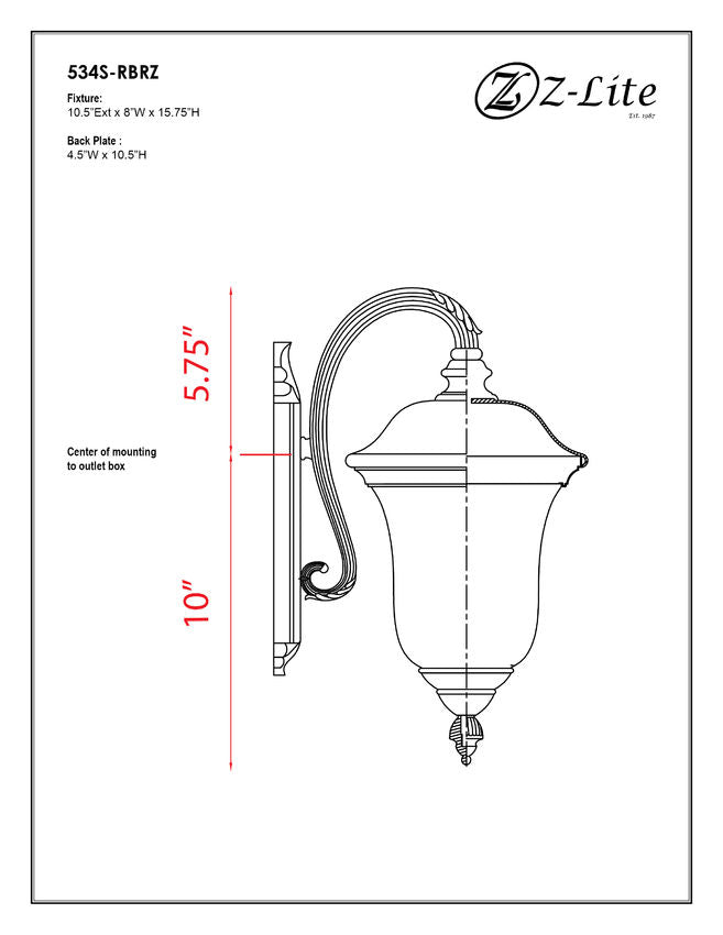 Z-Lite Armstrong 8" 1-Light Bronze Outdoor Wall Sconce With Clear Water Glass Shade