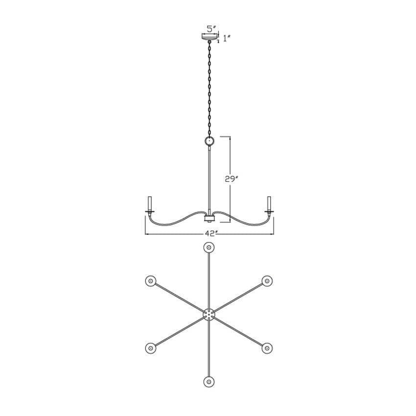 Z-Lite Arrington 42" 6-Light Matte Black Frame Chandelier