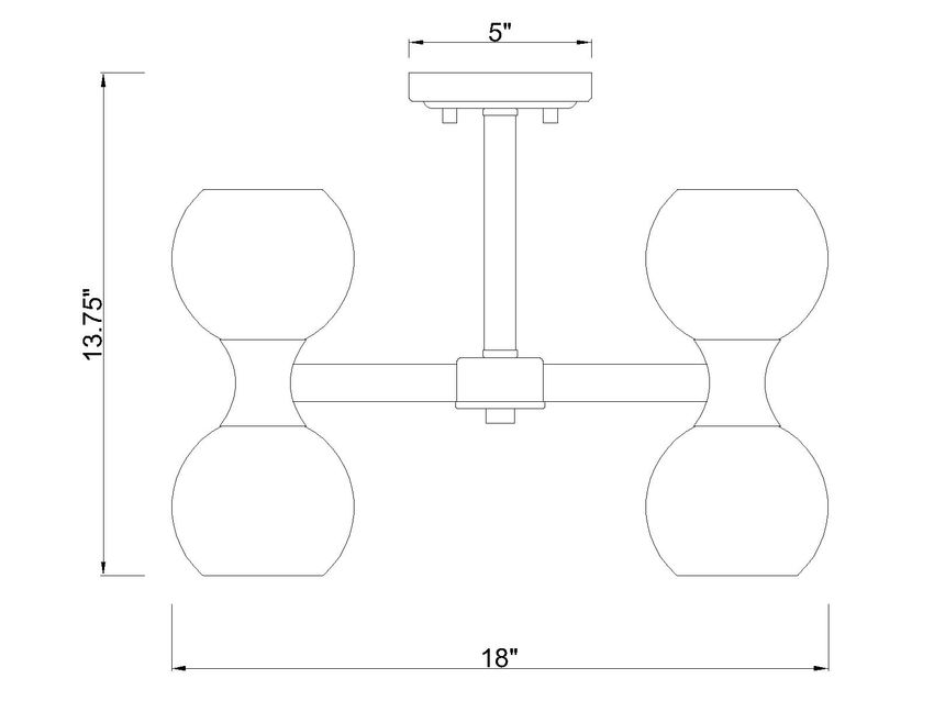 Z-Lite Artemis 18" 6-Light Modern Gold Steel and Matte Opal Glass Semi Flush Mount Lighting