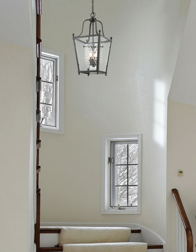 Z-Lite Ashbury 21" 8-Light Chrome Pendant Light With Clear Beveled and Clear Hammered Glass Shade