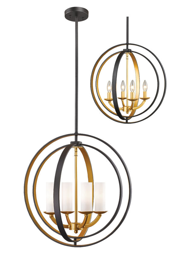 Z-Lite Ashling 20" 4-Light Bronze Gold Pendant Light With Matte Opal Glass Shade