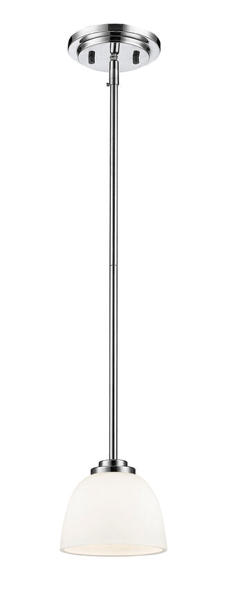 Z-Lite Ashton 6" 1-Light Chrome Steel Pendant Light With Matte Opal Glass Shade