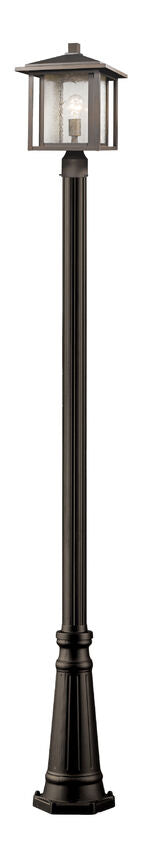 Z-Lite Aspen 1-Light Medium Bulb Base Oil Rubbed Bronze Aluminum Frame Clear Seedy Glass Shade Outdoor Post Mounted Fixture