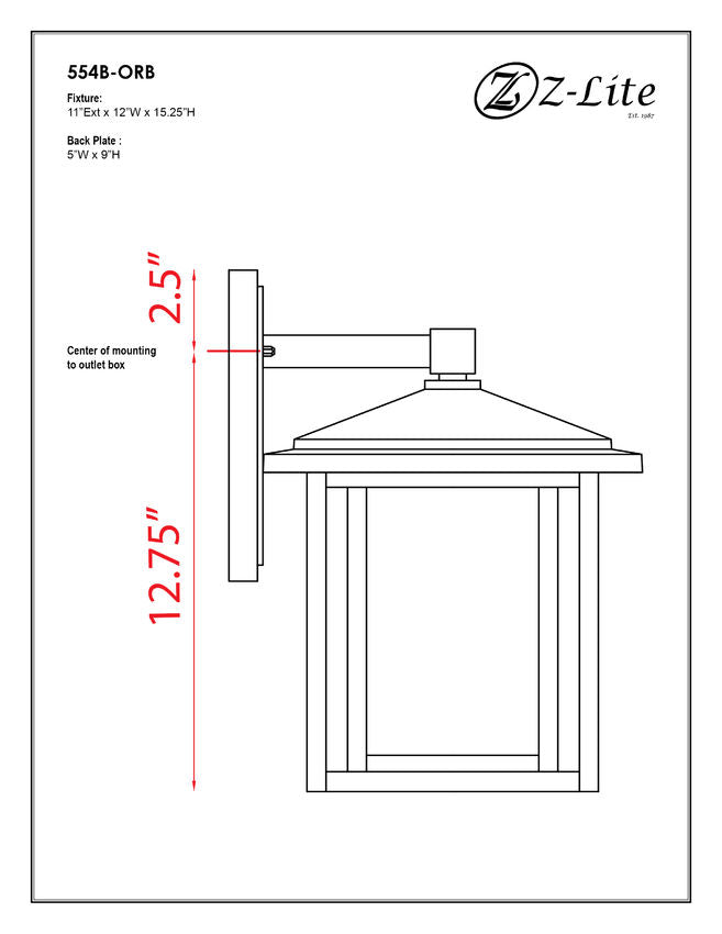 Z-Lite Aspen 12" 1-Light Oil Rubbed Bronze Outdoor Wall Sconce With Clear Seedy Glass Shade