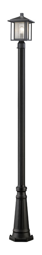 Z-Lite Aspen 554PHM-519P-BK 1-Light Medium Bulb Base Black Aluminum Frame Clear Seedy Glass Shade Outdoor Post Mounted Fixture