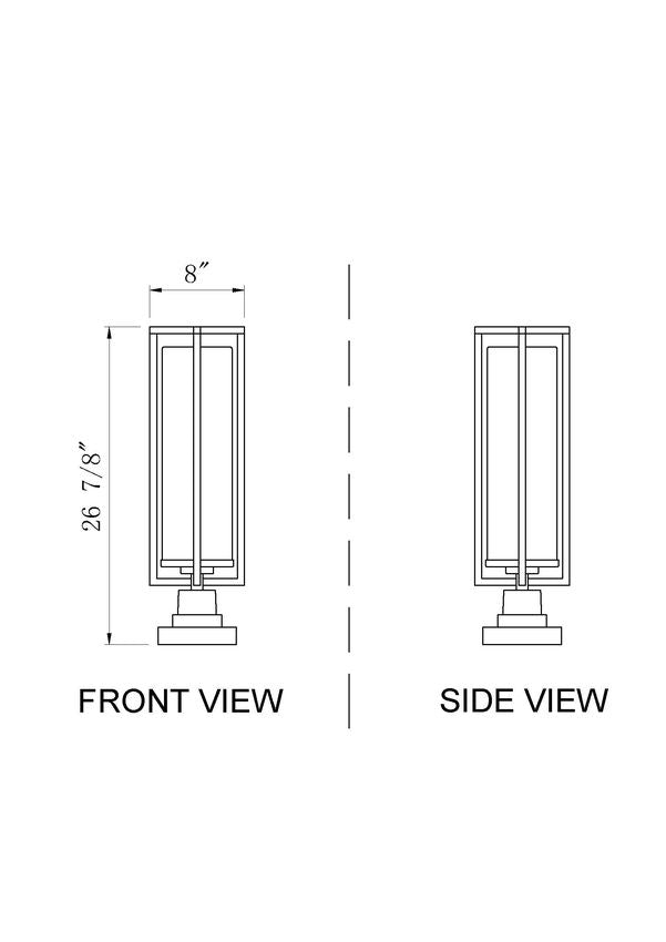 Z-Lite Aura 6" W x 15" H 1-Light Black Aluminum Outdoor Pier Mounted Fixture With Clear Ribbed Glass Shade