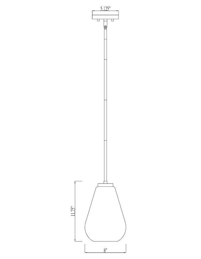 Z-Lite Ayra 8" 1-Light Medium Bulb Base Matte Black Steel Clear Glass Shade Pendant Light