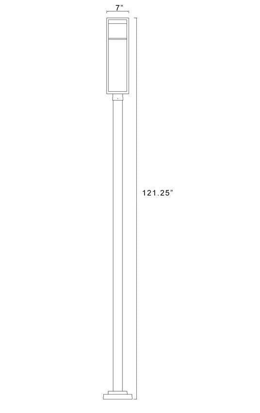 Z-Lite Barwick 9" W x 114" H 1-Light LED-Integrated Black Aluminum Frame Etched Glass Shade Outdoor Post Mounted Fixture