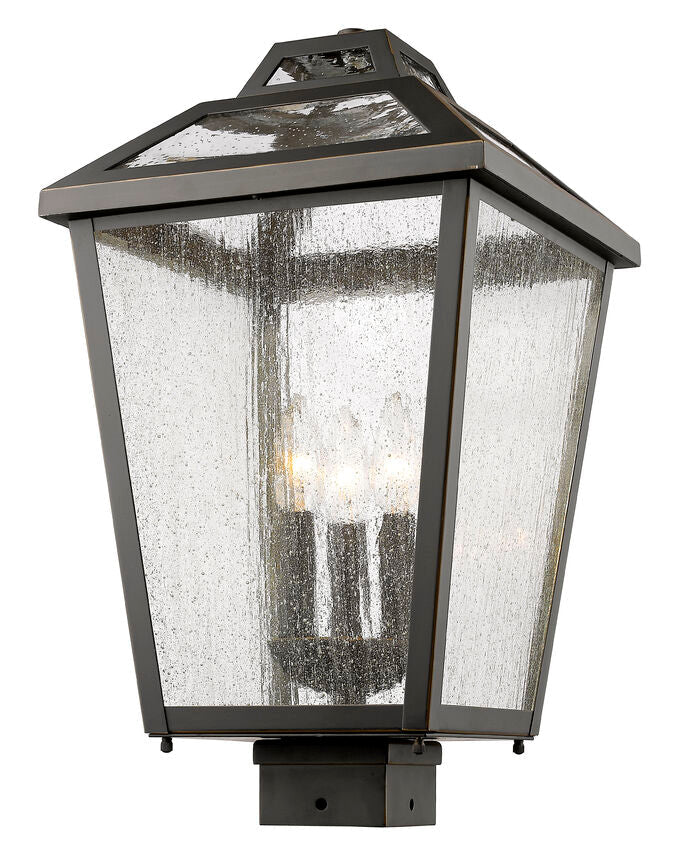 Z-Lite Bayland 11" W x 19" H 3-Light Oil Rubbed Bronze Outdoor Post Mount Fixture With Clear Seedy Shade