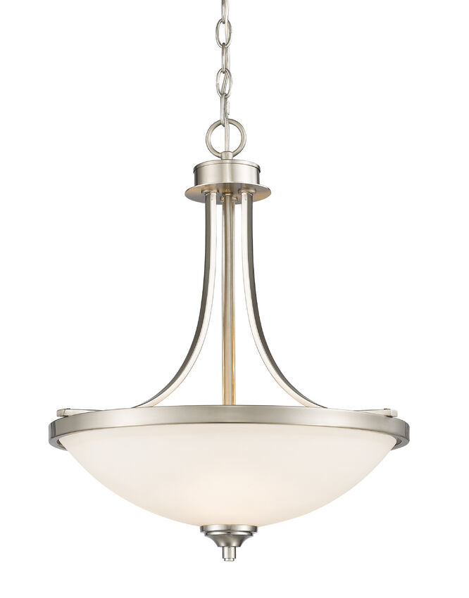 Z-Lite Bordeaux 17" 3-Light Brushed Nickel Steel Pendant Light With Ma ...