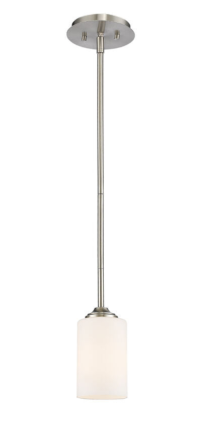 Z-Lite Bordeaux 6" 1-Light Brushed Nickel Mini Pendant Light With Matte Opal Glass Shade