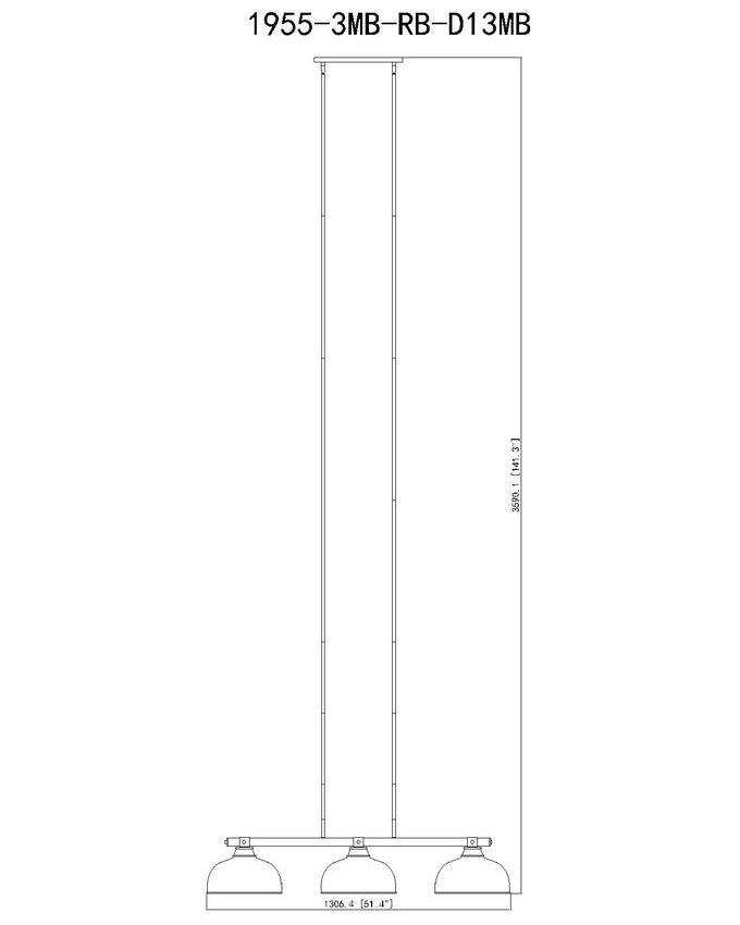 Z-Lite Bronte 16" 3-Light Medium Base Matte Black and Rubbed Brass Steel Shade Billiard Lighting