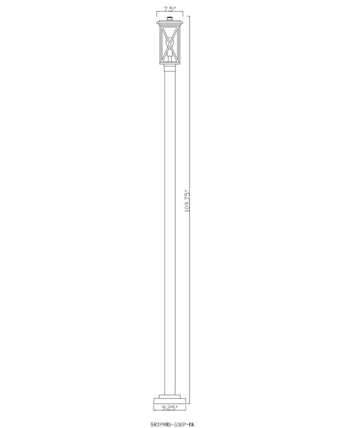 Z-Lite Brookside 10" W x 110" H 1-Light Black Aluminum Clear Beveled Glass Shade Outdoor Post Mounted Fixture