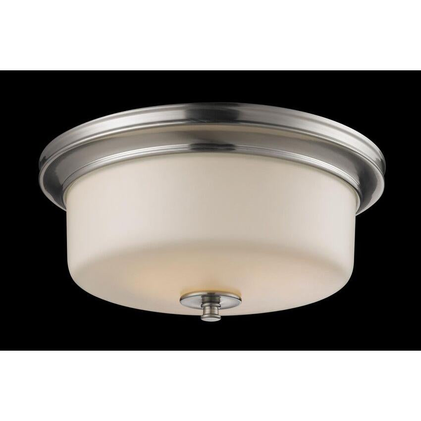 Z-Lite Cannondale 15" 3-Light Brushed Nickel Flush Mount Lighting With Matte Opal Glass Shade
