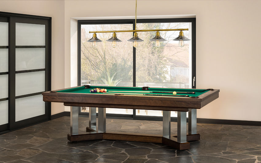 Z-Lite Casa 8" 5-Light Factory Brass Island Light With Brushed Nickel Steel Shade