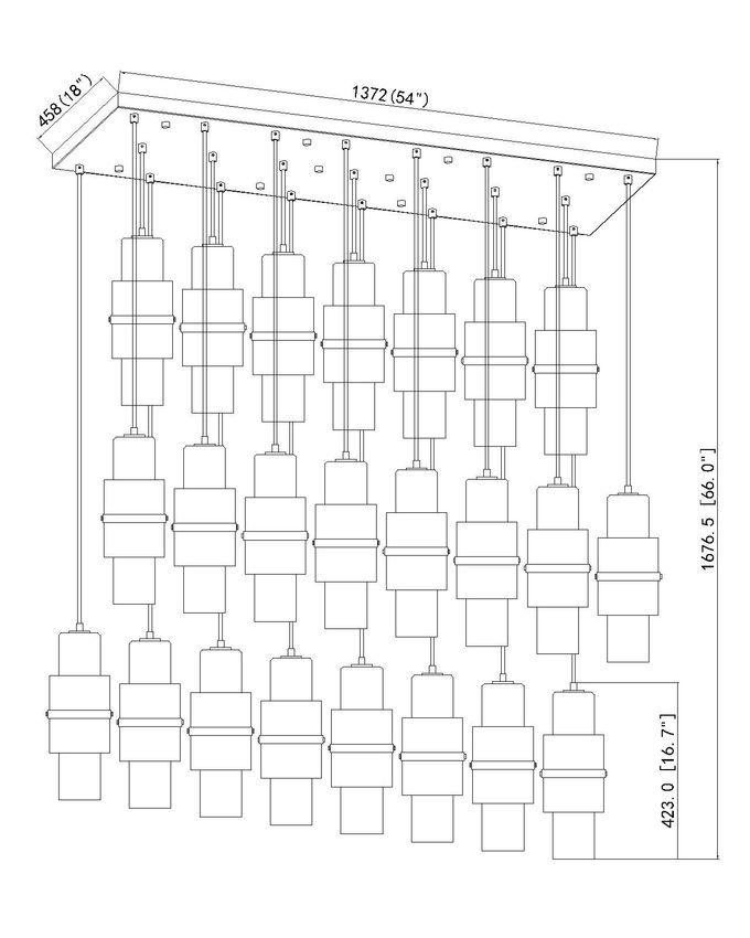 Z-Lite Cayden 18" 23-Light Matte Black and Clear With Etched Opal Glass Shade Linear Chandelier