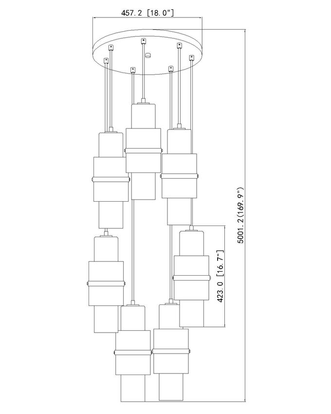 Z-Lite Cayden 18" 7-Light Matte Black and Clear With Etched Opal Glass Shade Chandelier