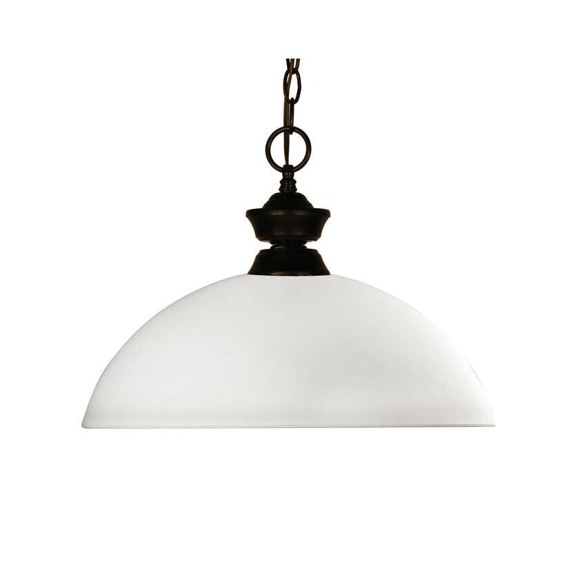 Z-Lite Chance 14" 1-Light Bronze Pendant Light With Matte Opal Glass Shade
