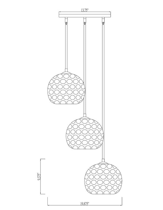 Z-Lite Chloe 3-Light Matte Black Clear Glass Shade Chandelier