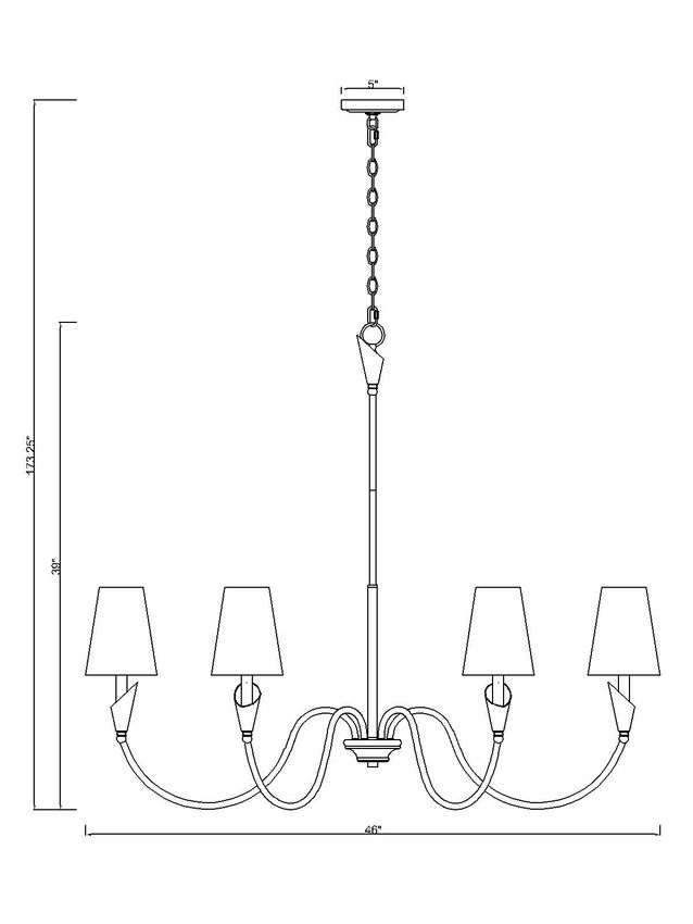 Z-Lite Claudelle 46" 6-Light Candelabra Bulb Base Matte Black Steel White Fabric Shade Chandelier
