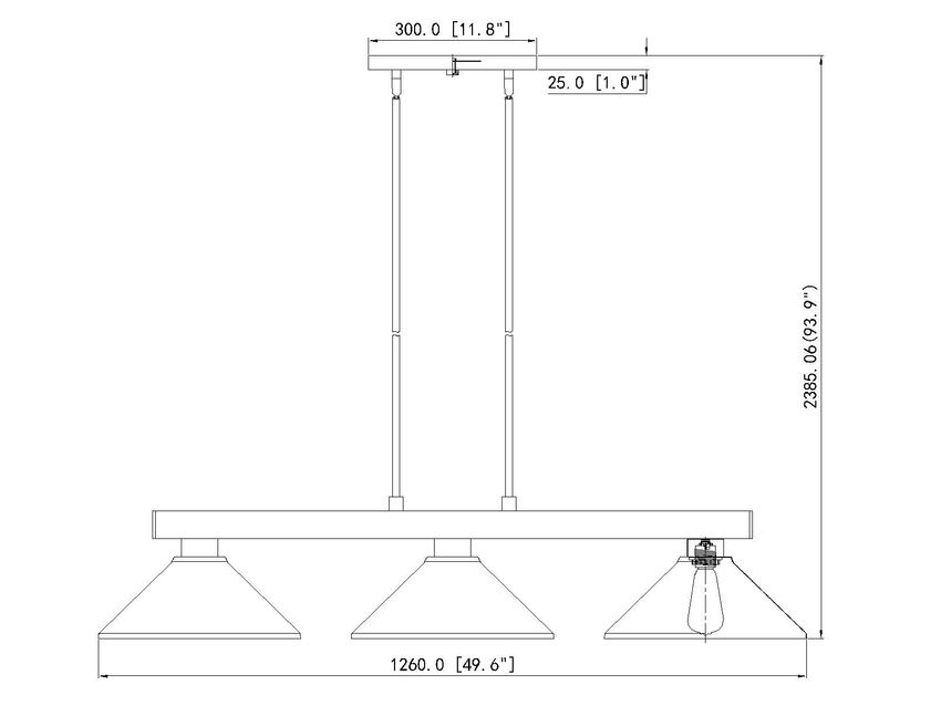 Z-Lite Cobalt 152MGLD-MEB 14" 3-Light Medium Bulb Base Modern Gold Steel Electric Blue Shade Billiard Light