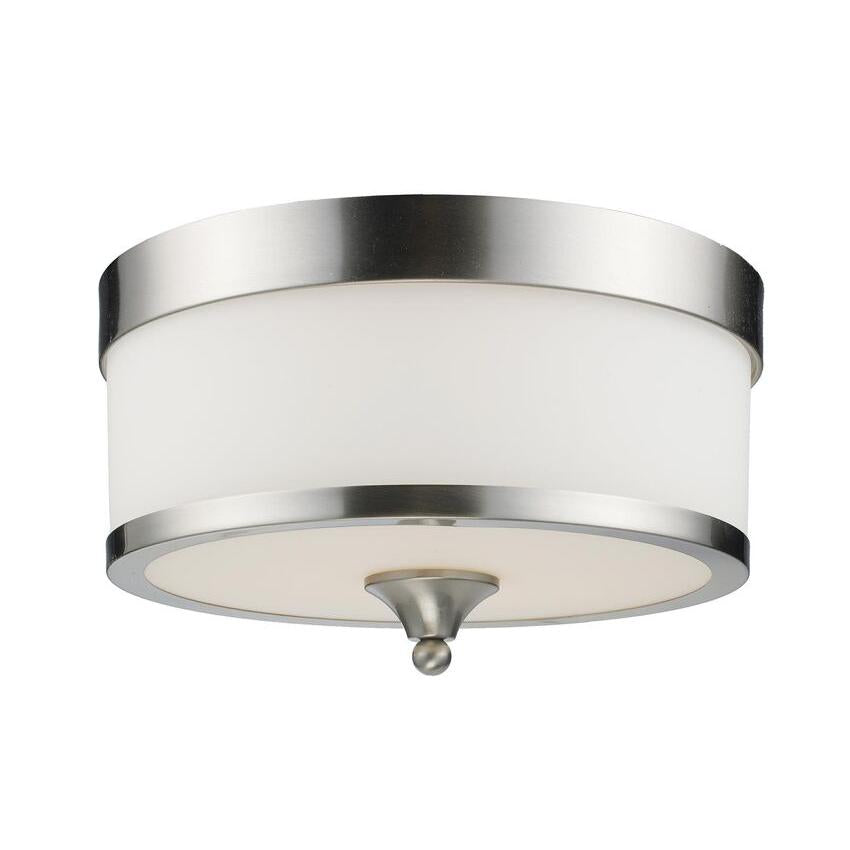Z-Lite Cosmopolitan 13" 3-Light Brushed Nickel Flush Mount Lighting With Matte Opal Glass Shade