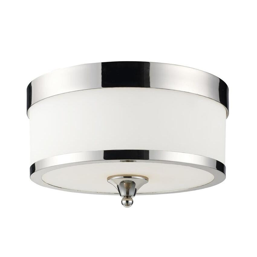 Z-Lite Cosmopolitan 13" 3-Light Chrome Flush Mount Lighting With Matte Opal Glass Shade