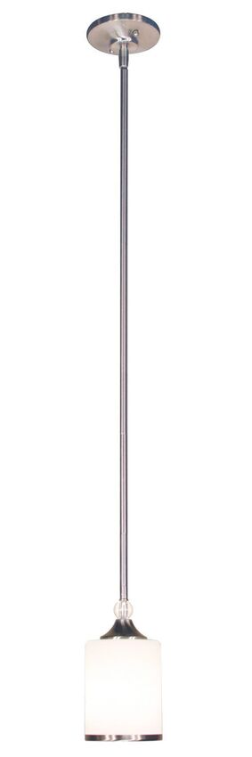 Z-Lite Cosmopolitan 5" 1-Light Brushed Nickel Steel Pendant Light With Matte Opal Glass Shade
