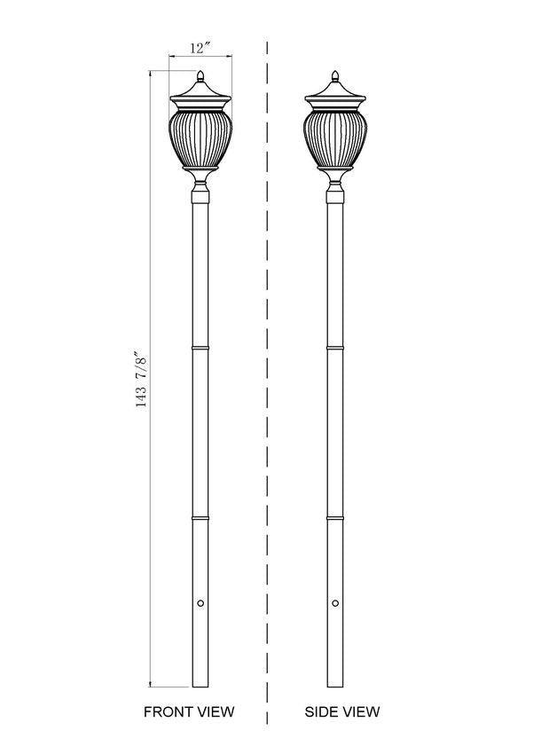 Z-Lite Davina 12" W x 143" H 4-Light Black Aluminum Outdoor Post Mounted Fixture With Clear Ribbed Glass Shade