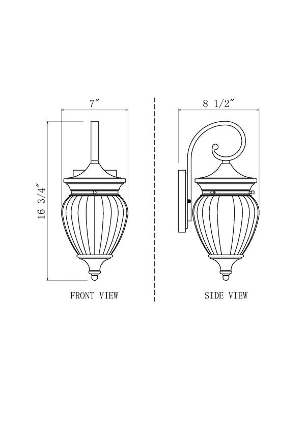 Z-Lite Davina 7" W x 17" H 1-Light Black Aluminum Outdoor Wall Light With Clear Ribbed Glass Shade