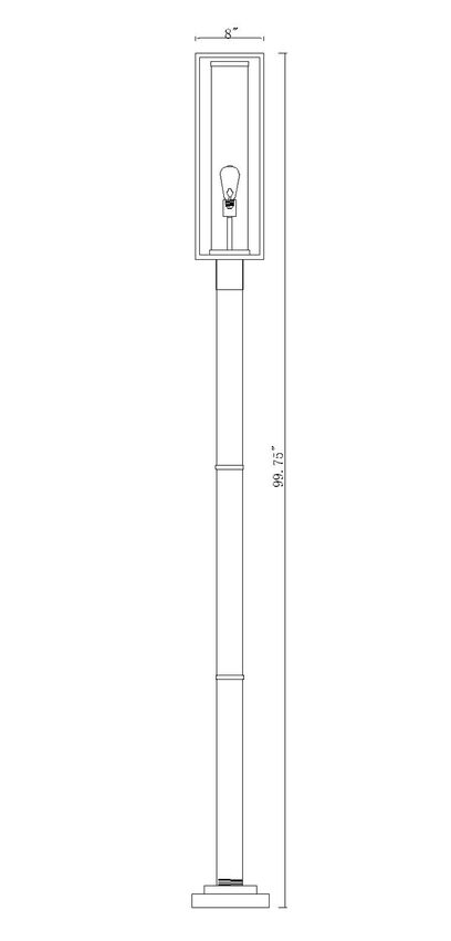 Z-Lite Dunbroch 9" W x 102" H 1-Light Black Aluminum Clear Glass Shade Outdoor Post Mounted Fixture