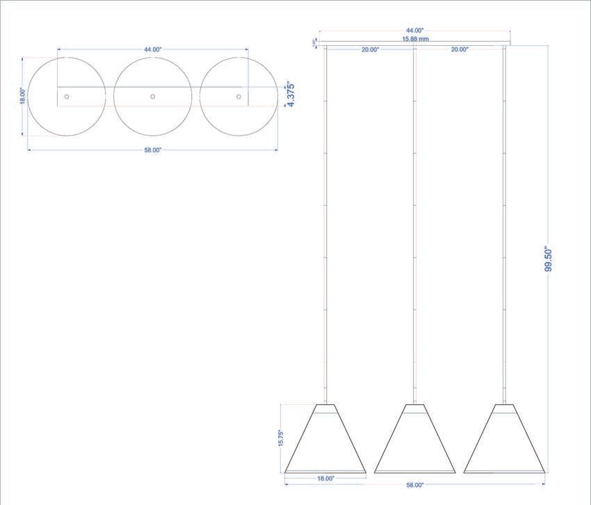 Z-Lite Eaton 18" 3-Light Rubbed Brass Iron Frame and Shade Pendant Light