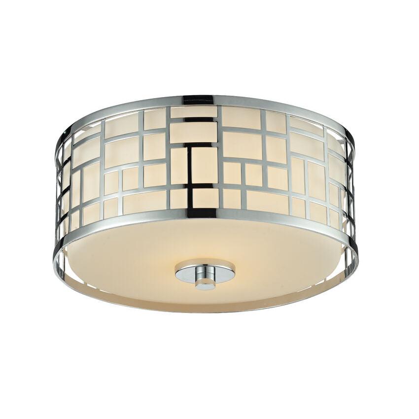 Z-Lite Elea 12" 2-Light Chrome Flush Mount Lighting With Matte Opal Glass Shade