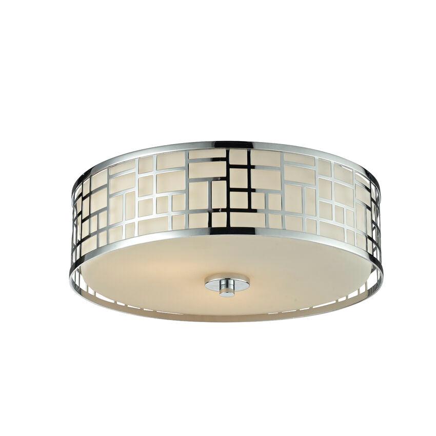 Z-Lite Elea 17" 3-Light Chrome Flush Mount Lighting With Matte Opal Glass Shade